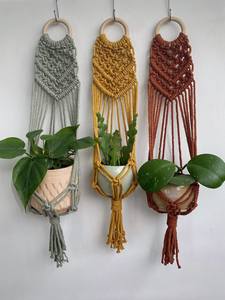 Porte-plante en macramé fait main, corde en coton naturel, tissé à la main, pour plantes suspendues, intérieur, extérieur, maison, balcon, jardin - Product Image 4