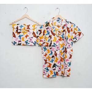 Conjunto de Pijama Corto de Lujo 100% Algodón para Mujer, Estampado a Bloques, con Cordón Ajustable, Cómodo, Ropa de Dormir de Verano, Tejido de Punto, Estilo Vintage Romántico - Product Image 5