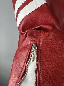 2026 Best Men's Red Leather Motorcycle <b>Jacket</b> in Cowhide - Handmade 90s Style fully <b>Lined</b> - Product Image 4