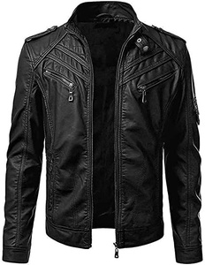 Chaqueta de Cuero Genuino para Hombre, Estilo Urbano, Clásica, Informal, de Moda, de Primera Calidad, Estilo Vintage - Product Image 1