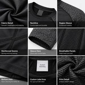 Rashguard BJJ MMA pour hommes, manches courtes, compression, UPF50+, imperméable, écologique, 220g, spandex, anti-déchirure, No-Gi Grappling, adultes - Product Image 4