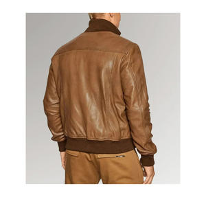 Blouson aviateur en cuir d'agneau marron pour homme, respirant, style Desert Voyager, intérieur chaud, design intemporel, haute qualité - Product Image 5