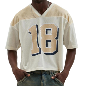 Maillot de football bleu à col en V pour homme avec numéro 35, en maille respirante, à manches courtes, vêtements de sport, coupe régulière, vêtements pour adultes - Product Image 1
