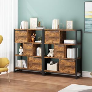 Libreria a 4 Ripiani in Legno Nero e Ferro con 3 Gambe Alte, Pannello in Truciolato e Tessuto Non Tessuto, 80x30x103cm, Struttura in Ferro, Componenti in Legno Nero e Ferro - Product Image 4