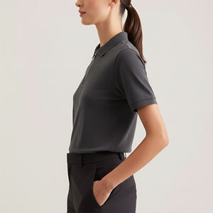 Chemises pour femmes en coton 100% de haute qualité, personnalisables avec logo, style golf ajusté, extensibles, avec appliques, pour l'été, vente en gros - Product Image 2