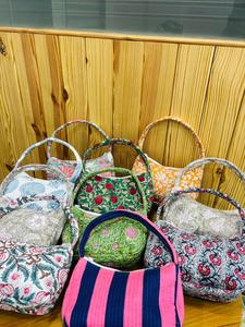 Floral cotton <b>quilted</b> shoulder bag hand bag reusable eco friendly soft padded women tote bag custom print custom logo wholesale - Product Image 5