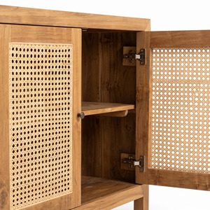 Teak Cane Buffet Cabinet 4 Door Natural Rattan <b>Sideboard</b> for Dining Room Hotel Resort Villa Furniture Manufacturer Indonesia - Product Image 6