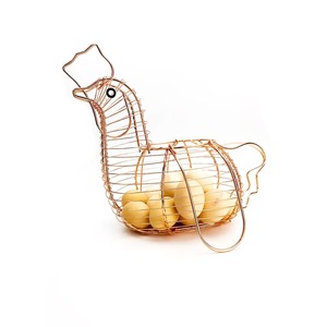 Panier à fruits en fil métallique rose doré sur mesure avec poignée pour la maison et l'hôtel - Product Image 1