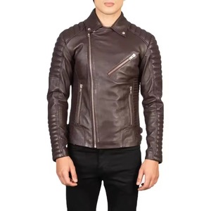 Custom Men's <b>Winter</b> Slim Stand Collar Plain Dyed Classic Beltless Distressed Grey Leather Triple Stitched Motorcycle <b>Jacket</b> - Product Image 5