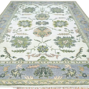 Alfombra Oushak de lana anudada a mano personalizada |   Alfombra Persa Moderna Azul Pastel con Diseño Abstracto, Hecha a Mano, Calidad de Exportación, 1 Pieza - Product Image 1