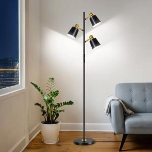 Lampe sur pied contemporaine avec abat-jour en tissu et interrupteur au pied pour chambre à coucher et salon - Product Image 2