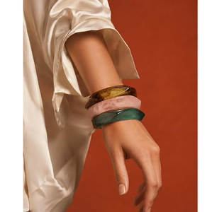Resin Epoxy Acrylic Lucite Bangle Bracelet Real Dried Flower Stylish Stackable Statement Cuff Metallic Customizable Resin Crafts - Product Image 5