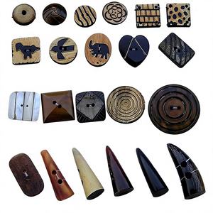 Botones de cuerno de búfalo natural con patrón cuadrado y rectangular, cuentas de base plana para ropa y prendas de vestir, producción directa de fábrica - Product Image 5