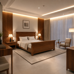 Lit King Size en Bois de Teck Massif Mulyo, Style Moderne et Contemporain, Qualité Premium, Construction Robuste, Meubles de Chambre à Coucher - Product Image 3