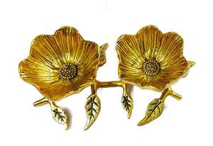 Plateau décoratif en métal pour fruits secs avec double bol, design feuille, plateau de service pour Mukhvas et collations, idéal pour la maison et les fêtes - Product Image 3