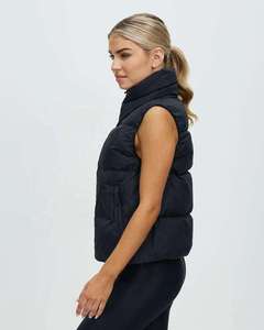 Chaleco Acolchado Negro con Cuello Alto, Cierre de Cremallera, Impermeable, Térmico, Cortavientos, Ligero, Chaqueta de Invierno Unisex Casual - Product Image 2