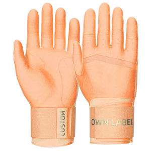 Gants de frappeur de baseball en cuir Cabretta personnalisés, couleur pêche-orange, professionnels, haute adhérence, manchette longue, pour softball, adulte, qualité supérieure - Product Image 1