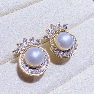 Pendientes de Perlas de Agua Dulce Naturales de Zhuji, Pequeños y Lindos Pendientes de Cristal con Forma de Piña para Mujer, Pendientes de Plata S925 para Fiestas - Product Image 1