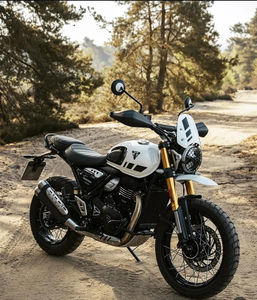 Motocyclette TRIUMPH "SCRAMBLER 400 XC" avec finition jaune et noire, moto sportive Scrambler 400 XC, Triumph Scrambler 400 XC double échappement - Product Image 6