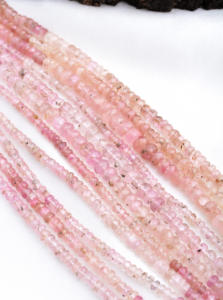 Turmalina rosa birmana natural de 3 mm a 6 mm, cuentas facetadas en forma de rondel, naturales, para la elaboración de joyería fina, cuentas de piedras preciosas. - Product Image 3