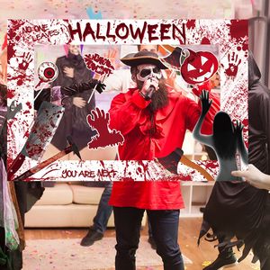 60*40cm Feliz Halloween Photo Booth Props You Are Next Bloody Eyes telón de fondo marco de fotos No One Leaves telón de fondo fantasma calabazas - Product Image 6