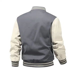 2024 Custom High Quality Unisex Light Grey Varsity Baseball <b>Jacket</b> Stand Cartoon Print Breathable Knitted Sheep Fur Eco-Friendly - Product Image 4