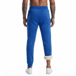 Drogen Exports Wholesale Mens Royal Blue Sherpa Lined Fleece Joggers Lightweight Spring Warm Sweatpants Custom Athletic - Product Image 3