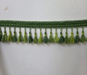 Borla decorativa tejida a mano con flecos de pompones y ribete de hilo brillante para tapicería premium, costura, manualidades y accesorios de sofá - Product Image 5