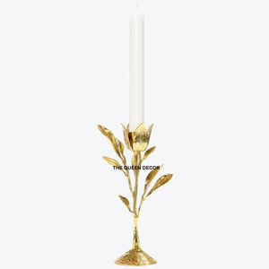 Set of 2 Lighting <b>Decor</b> Table Ware Usage Candle Holder Fancy Aluminum Gold <b>Tree</b> Designing Candle Jar Home & Garden - Product Image 3