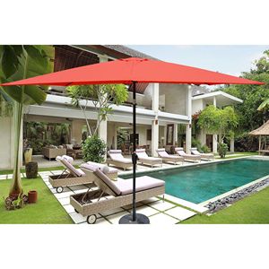 Ombrellone da Esterno Impermeabile 6x9 piedi con Manovella e Pulsante di Inclinazione per Giardino, Cortile, Piscina e Nuoto - Product Image 1