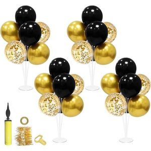 Centros de Mesa con Soporte para Globos en Negro y Dorado, Decoraciones para Fiestas de Cumpleaños, Bodas, Jubilaciones y Aniversarios para Hombres y Mujeres - Product Image 1