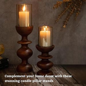 Support de bougie en bois personnalisé de qualité supérieure, piédestal de 8 pouces de haut, fait main, décoration de la maison, centre de table, mariage - Product Image 2