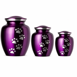 Handcrafted Metal Pet Loss Memorial Urn Engraved Dog Paw Prints Ashes Casket Custom Small Medium <b>Large</b> Size Animal Funeral <b>Jar</b> - Product Image 3
