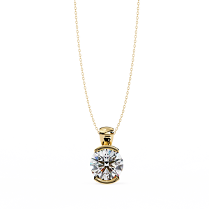 Collar con Colgante Solitario Minimalista de Oro Sólido de 14K con Diamante de Laboratorio de Corte Redondo de 2CT Certificado por IGI, Engastado en Media Bisel, para Mujer, Regalo para Fiestas - Product Image 2