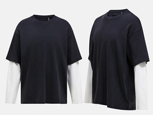 เสื้อยืดโอเวอร์ไซส์สีดำสำหรับผู้ชาย แขนเสื้อสีขาวตัดกัน พิมพ์ลายดีไซน์เอง คอกลม สไตล์สตรีท ผ้าคอตตอนเจอร์ซีย์ แขนสั้น - Product Image 5