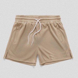 Pantalones Cortos Beige para Hombre, 100% Algodón, Lavados, con Cordón en la Cintura, Bolsillos, Transpirables, Casuales, de Tiro Medio - Product Image 1