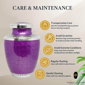 โกศบรรจุอัฐิสีม่วงเงา สำหรับผู้ใหญ่ สไตล์ยุโรป/อเมริกา ความจุ 220 คิวบิกอินช์ เป็นมิตรกับสิ่งแวดล้อม ทนทาน สลักชื่อได้ตามต้องการ - Product Image 2