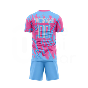 Conjunto de Camisetas de Fútbol Personalizadas, Color Rosa y Azul, Impresión Sublimada, Secado Rápido, Poliéster, Uniformes Deportivos Unisex para Adultos - Product Image 2