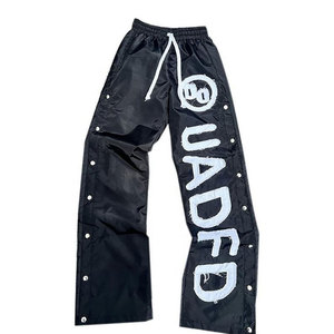 Men's Plus Size Casual Custom Distressed Embroidery Breathable Drawstring Track <b>Nylon</b> Sweatpants Wholesale Windbreaker <b>Jogger</b> - Product Image 1