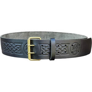 Cinturón de Kilt Rampant Lion Black Belt Highland, Negro con Relieve, Talla Personalizada, Accesorios Tradicionales Escoceses para Tartán - Product Image 4