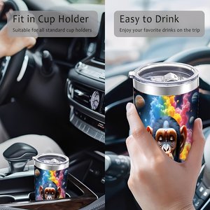 20oz Stainless Steel Tumbler Vacuum <b>Insulated</b> Portable Drink <b>Cup</b> For Travel With Monkey Art Design - Product Image 4