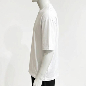เสื้อยืดทรงบ็อกซี่โอเวอร์ไซส์ผ้าฝ้ายแท้ 100% ดีไซน์เรียบง่าย สีเทาเฮเธอร์ แขนสั้น ไหล่ตก ปักโลโก้ตามสั่ง ป้องกันการเป็นขุย - Product Image 3