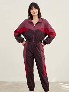Chaqueta Deportiva para Mujer con Bloques de Color, Cierre de Cremallera, Cuello Camisero, Tejido de Poliéster, para Otoño - Product Image 4