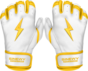 ถุงมือตีเบสบอลสีขาวเหลืองลายสายฟ้า Sinewy Sports สำหรับผู้ใหญ่ทุกเพศ เหมาะสำหรับกีฬาและฟิตเนส ขายส่งและรับสั่งทำ - Product Image 1