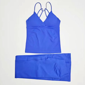 Conjunto Deportivo Vintage para Mujer, de Secado Rápido, con Top Corto con Cierre Frontal y Pantalones Acampanados, 2 Piezas, para Entrenamiento, Running y Gimnasio - Product Image 4