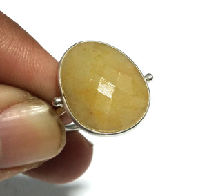 Anillo con Incrustaciones de Zafiro Amarillo Natural, Plata de Ley 925, Engaste en Bisel, Estilo Bohemio Ovalado, Anillo de Diseño para Unisex - Product Image 4