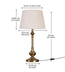 Lampe de table en laiton antique de luxe avec abat-jour en tissu blanc, lampe de chevet moderne pour salon, chambre à coucher, décoration de la maison - Product Image 6