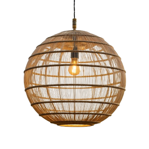 Luminaire suspendu en rotin pour intérieur, style rétro, rond, pour la décoration des salles de mariage - Product Image 1