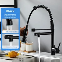 Robinet de cuisine moderne et contemporain de haute qualité en laiton, à un seul trou, avec douchette extractible, finition brossée, noyau de valve en céramique