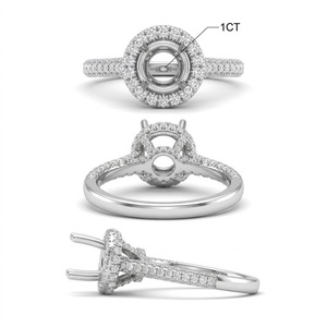 แหวนหมั้นเพชรแท้ทรงบริลเลียนต์ ดีไซน์คลาสสิก ทองคำขาว 18K ตัวเรือนแบบกึ่งสำเร็จรูป ประดับเพชรแบบหนามเตย เหมาะสำหรับวันครบรอบ - Product Image 5